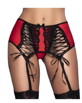 Cinta Liga c/ Calcinha Fio e Detalhe Fitas Yaffa Lingerie