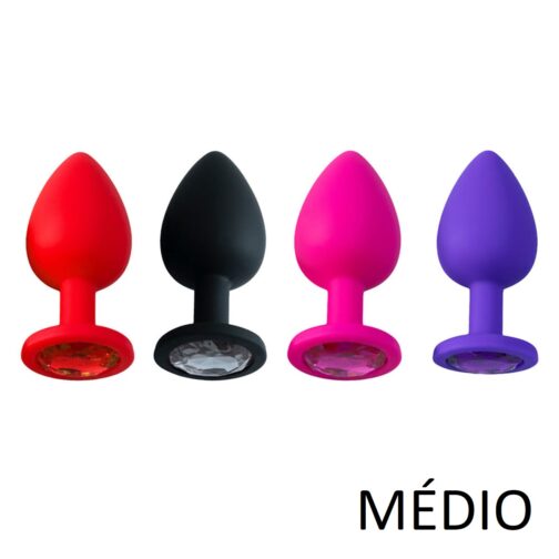 Plug Anal em Silicone com Pedra - M